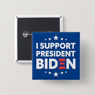 Chapa Cuadrada Apoyo al presidente Biden White Stars Blue