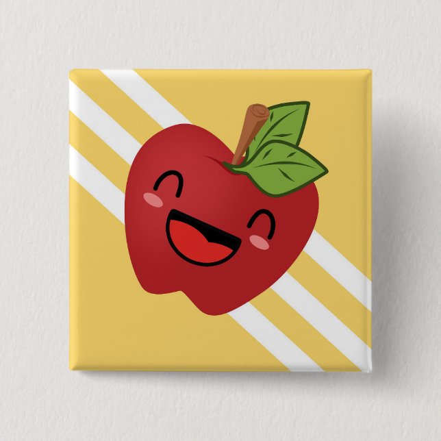 Chapa Cuadrada Apple feliz (Anverso)