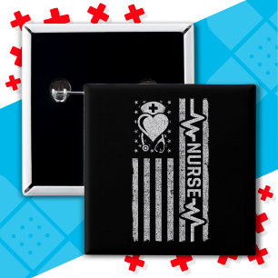 Chapa Cuadrada Apreciación de enfermera Hero Heart Life Bandera A