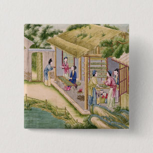 Chapa Cuadrada Aprendizaje sobre gusanos de seda