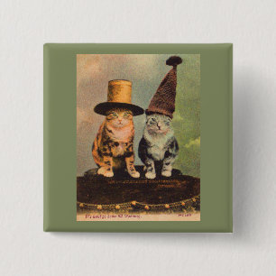 Chapa Cuadrada aproximadamente 1900 gatos en gorras RPPC