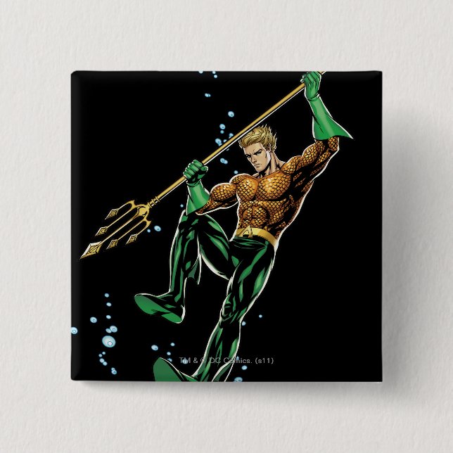 Chapa Cuadrada Aquaman con Spear (Anverso)