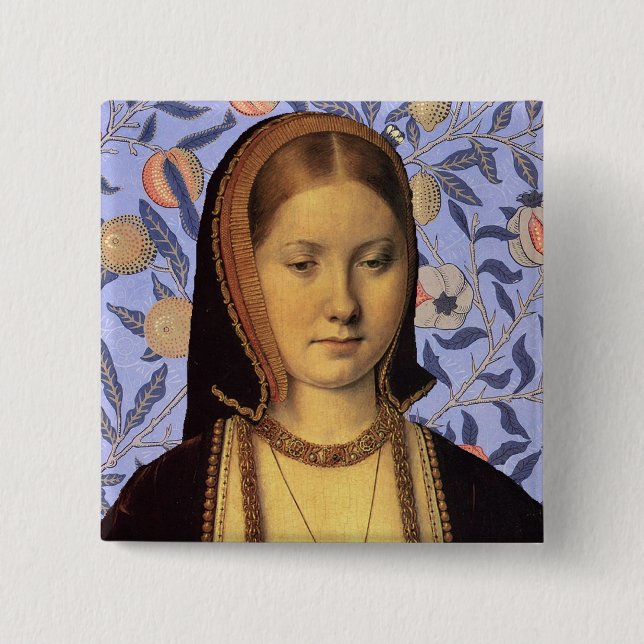 Chapa Cuadrada Aragón - Retrato Reina Catalina de Aragón (Anverso)