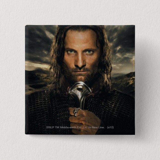 Chapa Cuadrada Aragorn Sword Down (Anverso)