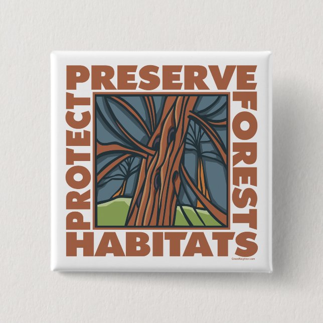 Chapa Cuadrada Árbol abatido, proteger bosques (Anverso)