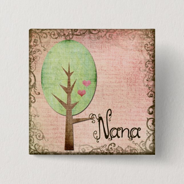 Chapa Cuadrada árbol corazón nana rosa (Anverso)