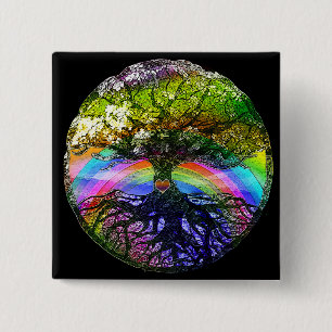 Chapa Cuadrada Árbol de la vida con el corazón del arco iris