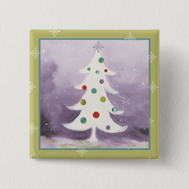 Chapa Cuadrada Árbol de navidad blanco (Anverso)