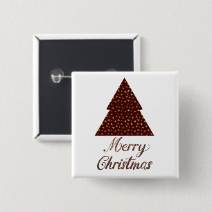 Chapa Cuadrada Árbol de navidad de purpurina marrón - feliz navid