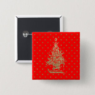 Chapa Cuadrada Árbol de navidad purpurina rojo