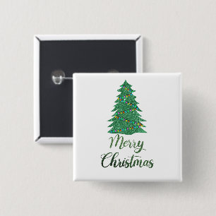 Chapa Cuadrada Árbol de navidad - purpurina verde