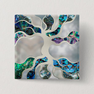 Chapa Cuadrada Árbol de vida - Abalone Shell y Pearl