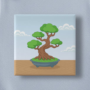 Chapa Cuadrada Árbol japonés de bonsái retorcido en una mesa