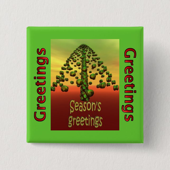 Chapa Cuadrada árbol verde brillante 3D (Anverso)