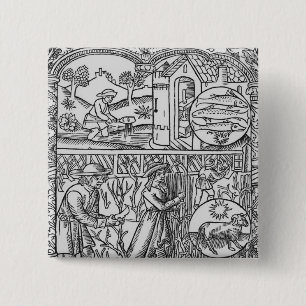 Chapa Cuadrada Árboles de marzo, de la pesca y de la poda, Piscis