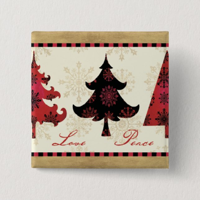 Chapa Cuadrada Árboles de navidad del día de fiesta (Anverso)