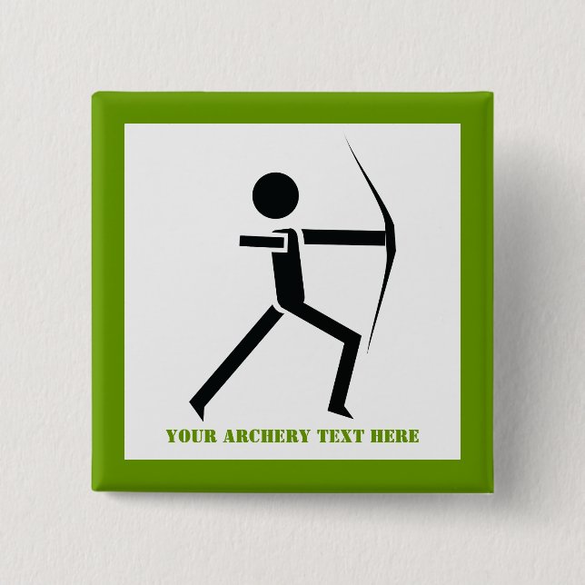 Chapa Cuadrada Archer con su arco negro, personalizado de tiro al (Anverso)