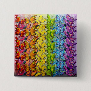 Chapa Cuadrada Arcoiris de mariposas