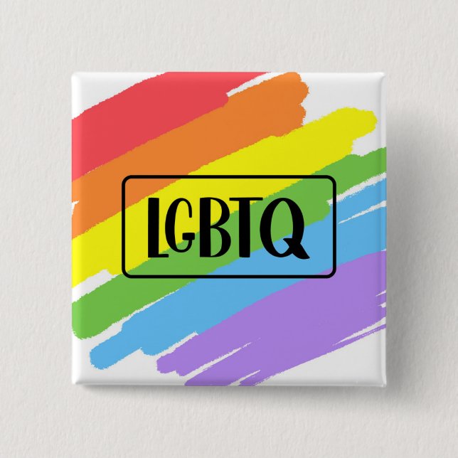 Chapa Cuadrada Arcoiris de pinceles LGBTQ (Anverso)