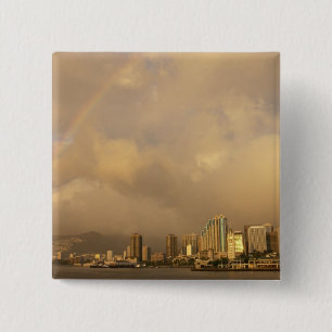 Chapa Cuadrada Arcoíris sobre Honolulu, Hawái, EE. UU. 3