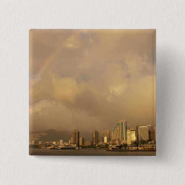 Chapa Cuadrada Arcoíris sobre Honolulu, Hawái, EE. UU. 3 (Anverso)