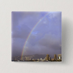 Chapa Cuadrada Arcoiris sobre Honolulu, Hawaii, Estados Unidos