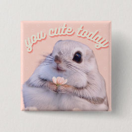 Chapa Cuadrada Ardilla Cubierta Fluffy Con Flor Rosa