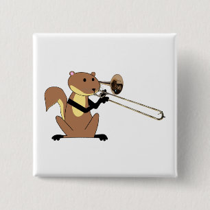 Chapa Cuadrada Ardilla que juega el Trombone