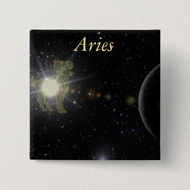 Chapa Cuadrada Aries brillante (Anverso)