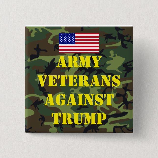 Chapa Cuadrada Army Veterans Against Trump Button (Anverso)