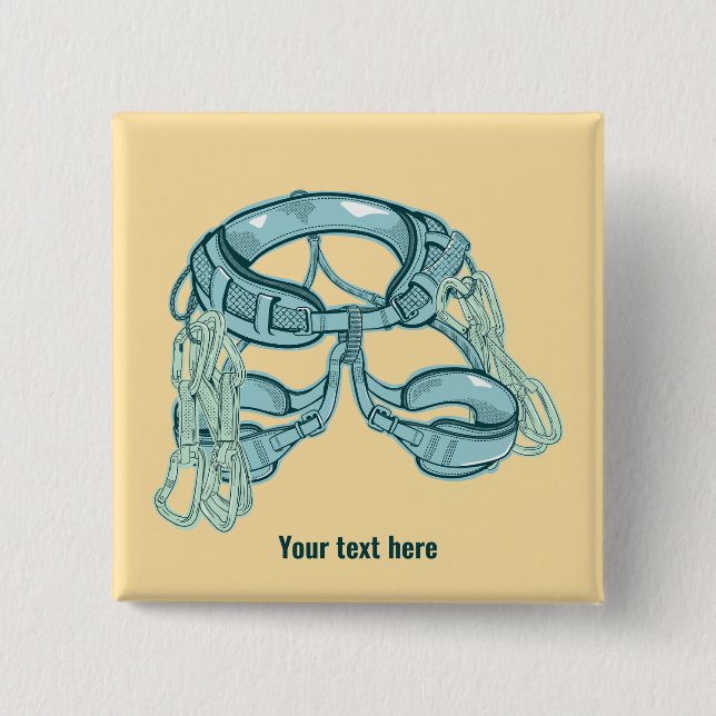 Chapa Cuadrada Arnés de escalada de roca con dibujos rápidos (Anverso)