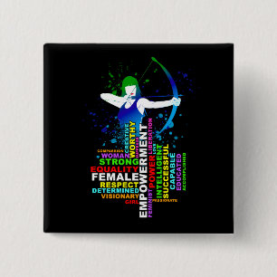 Chapa Cuadrada Arquero femenino y mujeres fuertes del grupo comun