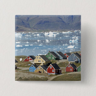 Chapa Cuadrada Arquitectura colorida de la ciudad, Narsaq,