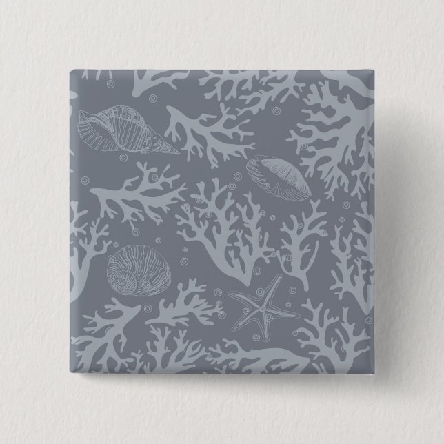 Chapa Cuadrada Arrecife de coral estilo hipster (Anverso)