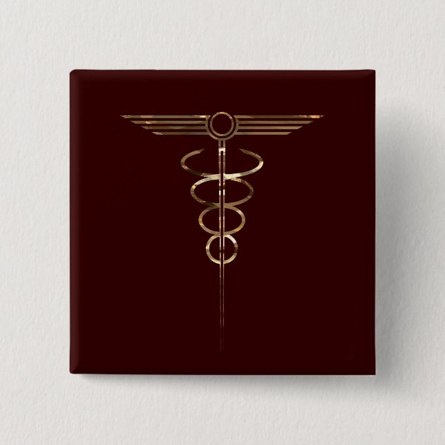 Chapa Cuadrada Art Deco Caduceus (Anverso)