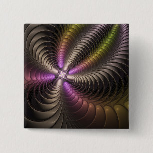 Chapa Cuadrada Arte abstracto brillante y trippy fractal en 3D