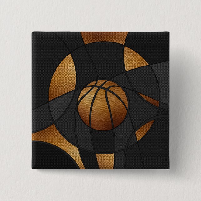 Chapa Cuadrada Arte abstracto de baloncesto de bronce (Anverso)