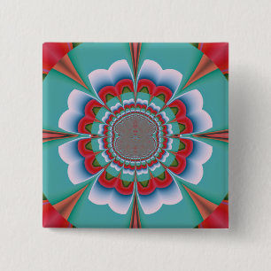 Chapa Cuadrada Arte abstracto de mandala psicodélico retro florec