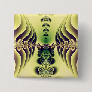 Chapa Cuadrada Arte abstracto de simetría fractal verde lima
