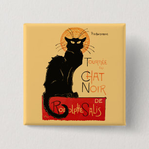 Chapa Cuadrada Arte clásico de gato negro de Steinlen