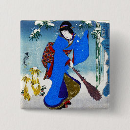 Chapa Cuadrada Arte clásico japonés oriental fresco de la señora