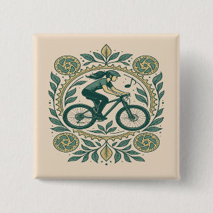 Chapa Cuadrada Arte de ciclismo femenino inspirado en la naturale