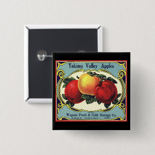 Chapa Cuadrada Arte de etiqueta de caja de frutas vintage manzana