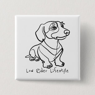 Chapa Cuadrada Arte de línea de Dachshund - Estilo de vida Low Ri