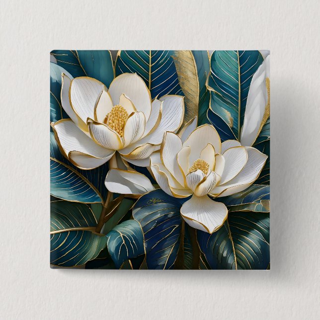 Chapa Cuadrada Arte de Magnolia del Sur (Anverso)