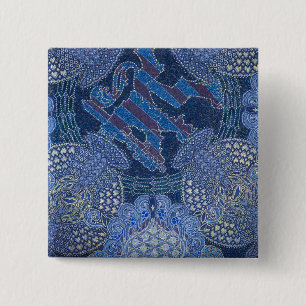 Chapa Cuadrada Arte de mosaico ornamentado azul, Alemania