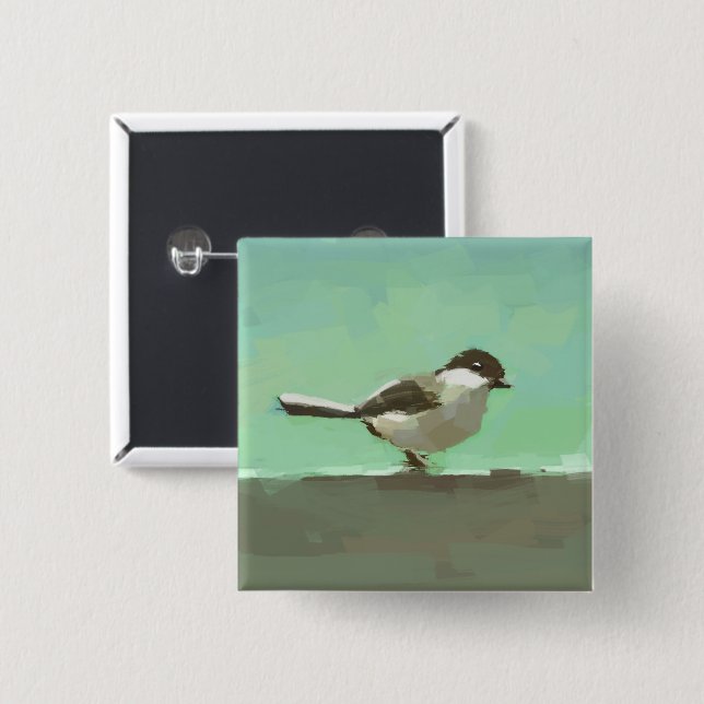 Chapa Cuadrada Arte de Pájaros Pequeños (Anverso y reverso)
