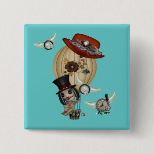 Chapa Cuadrada arte de steampunk en globo aerostático gothic lave