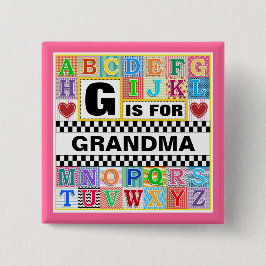 Chapa Cuadrada Arte del alfabeto para la abuela