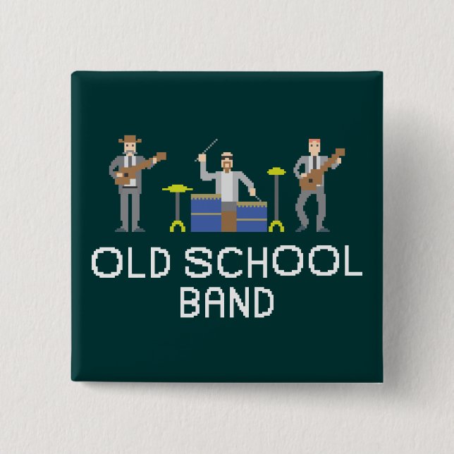 Chapa Cuadrada Arte del pixel - trío del poder - letras blancas - (Anverso)